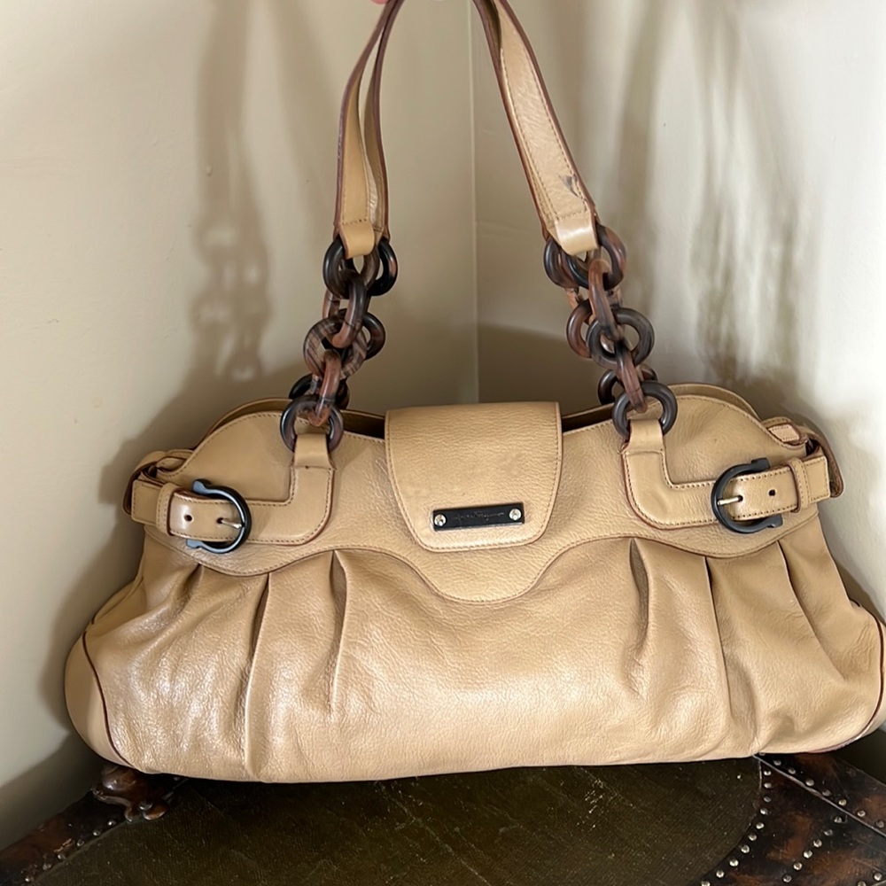 Authentic Salvatore Ferragamo Gancini Leather Hand Bag